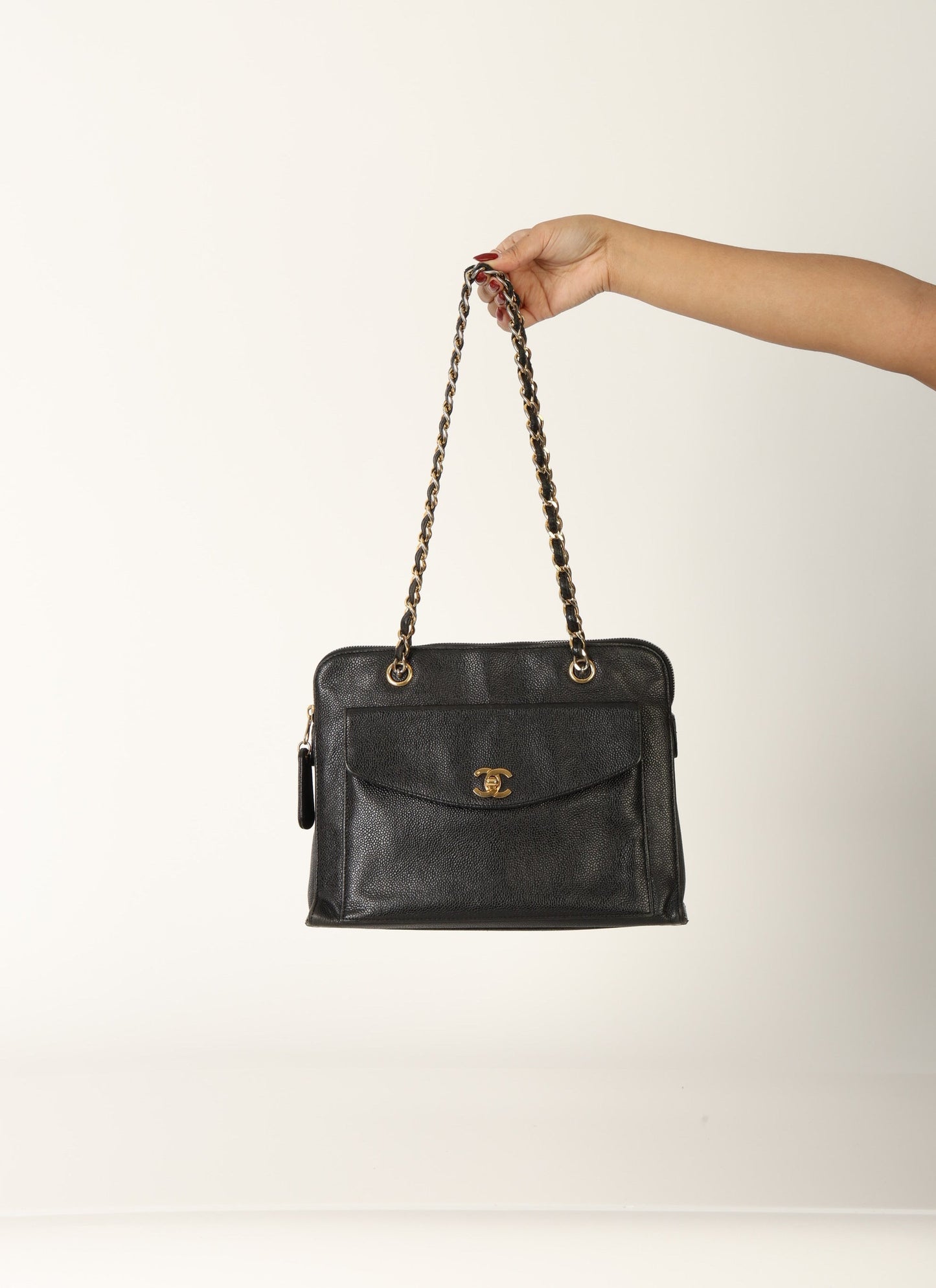 Chanel 1997 Caviar Turnlock Zip Tote