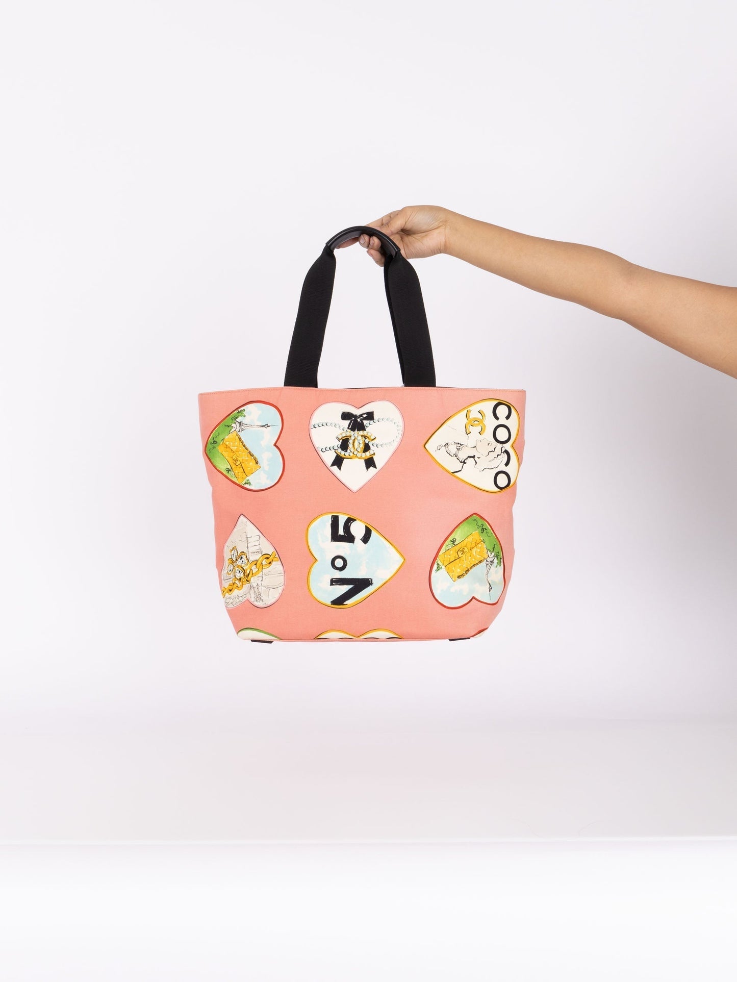 Chanel 2005 Canvas Coco Hearts Tote