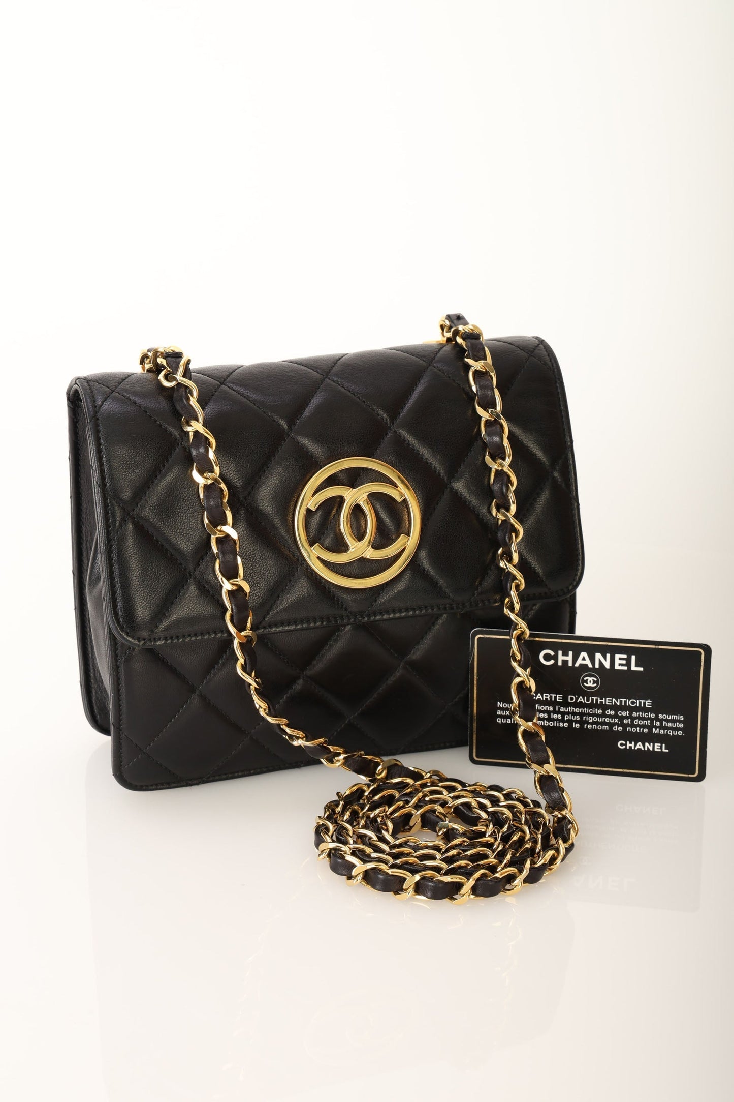 Chanel 1991 Lambskin Mini Square Crossbody Bag