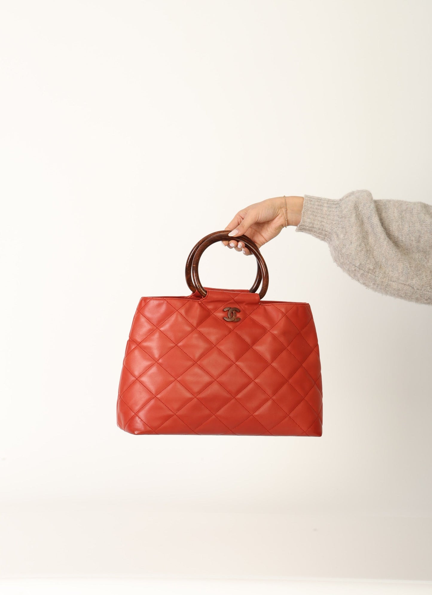 Chanel 2000 Calfskin Wood Acrylic Tote