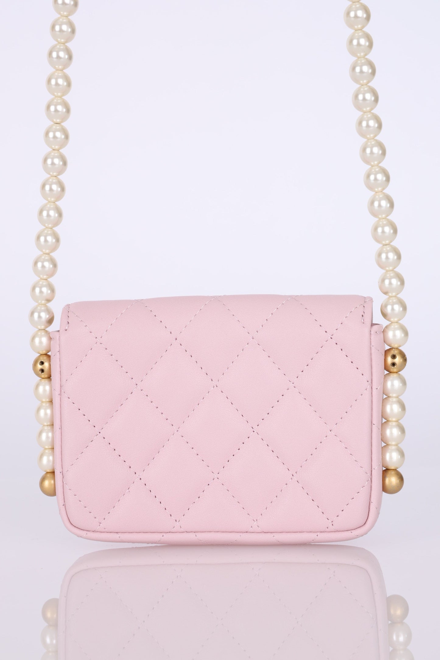 Chanel 21S Calfskin Pearl Wallet On Chain in Rose Clair