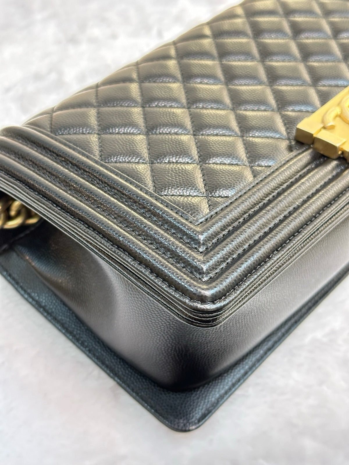 Chanel Medium Caviar Boy Bag Black GHW 27 holo card