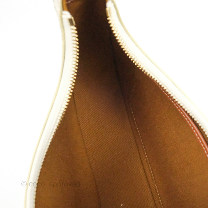Celine Ava Bag In Triomphe Canvas Calfskin White
