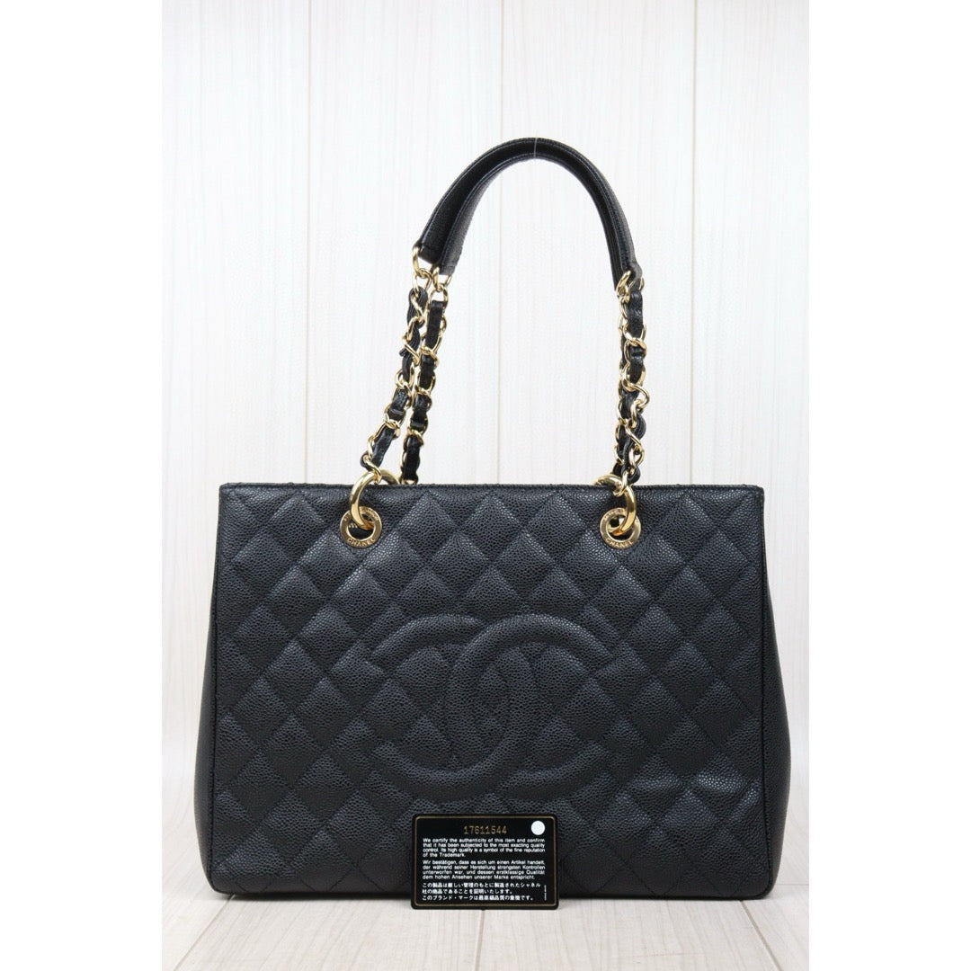 Very Good ( Rank A) ｜ CHANEL Matrasse GST Chain Tote Bag Caviar Skin Black  Made In 2012-2013Year｜H25022414
