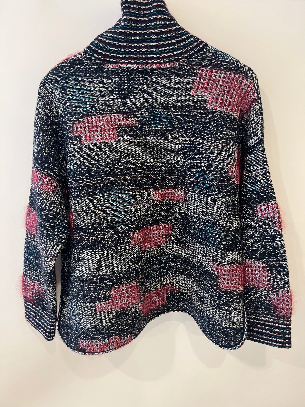 Chanel Navy and Red Cashmere Knitted High-neck Jumper and Midi Skirt Set Size FR 38 (UK 10)