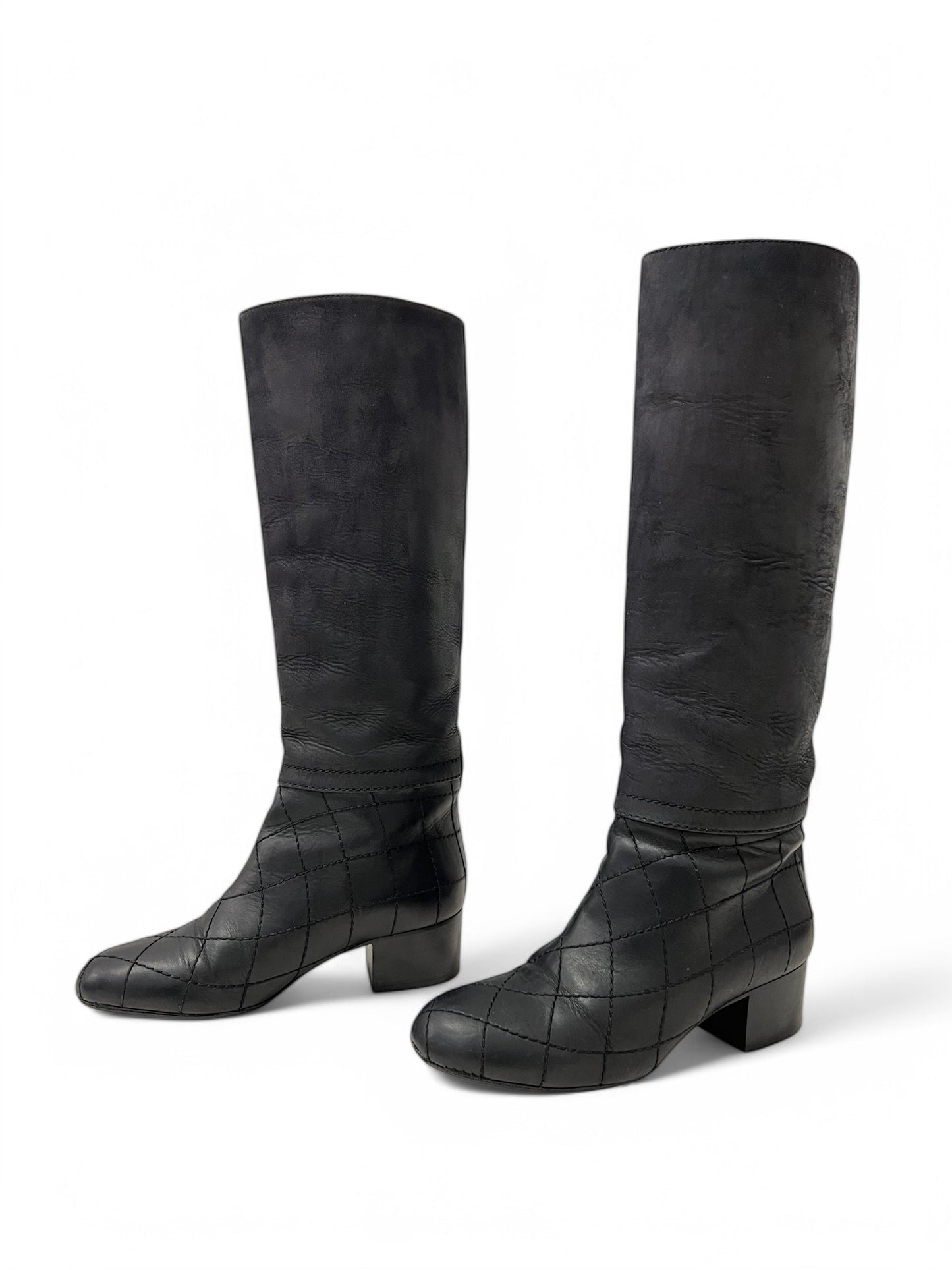 Chanel -Bottes avec surpiqûres T36.5