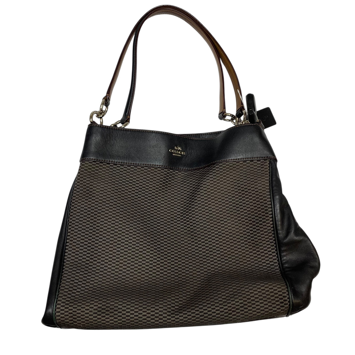 Handbag Designer By Coach In Black & Grey, Size:Medium