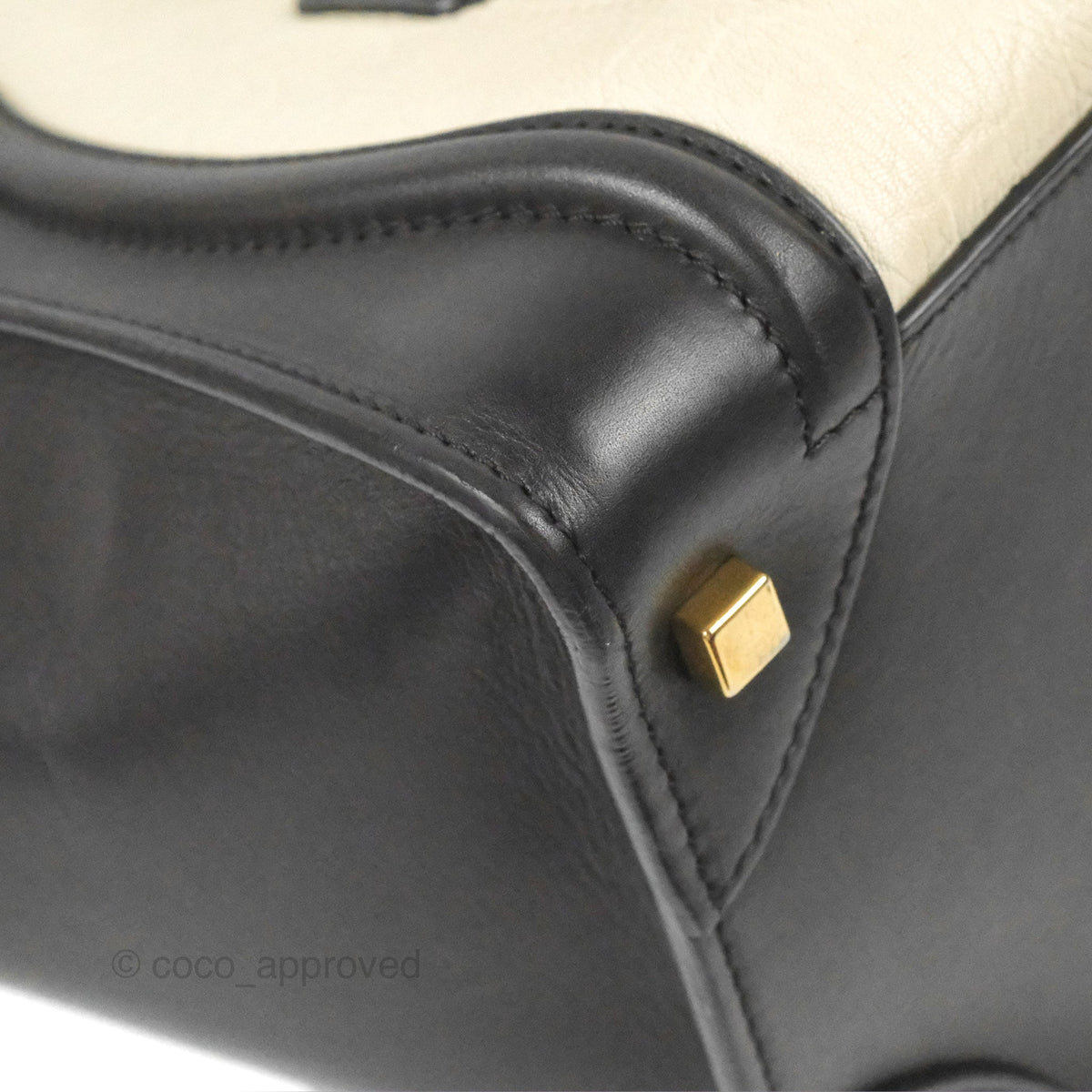 Celine Mini Luggage Bag Black/White Aged Calfskin