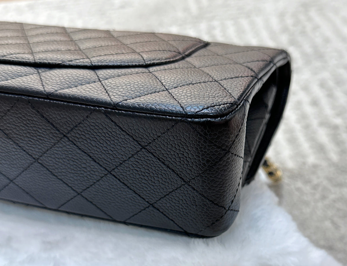 Chanel Medium Classic Flap Caviar Black Gold Hardware