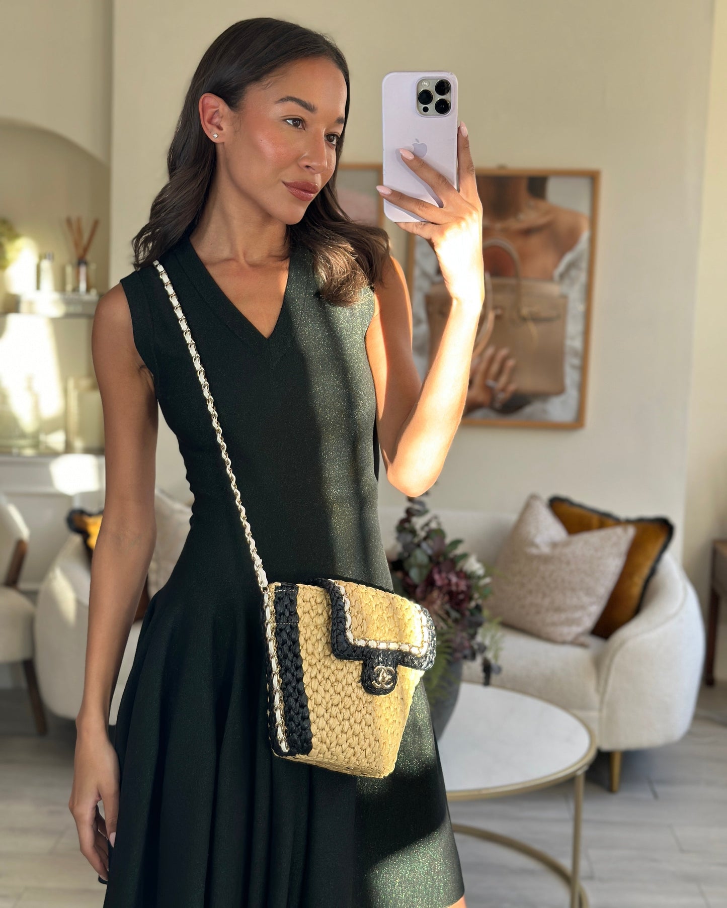 *HOT* Chanel 24C Venice Collection Beige Raffia Basket Bag with White Leather Interlocking Chain & Champagne Gold Hardware