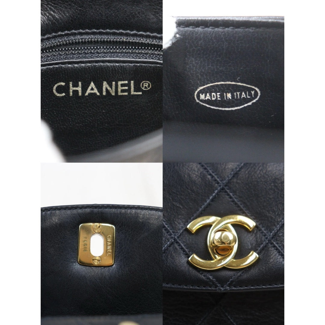 Very Good ( Rank A) ｜ CHANEL Matrasse Lamb Skin Coco Mark Waist Bag Black ｜24100702
