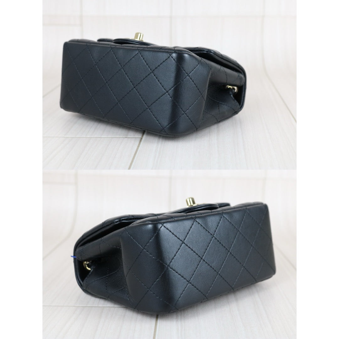 Very Good ( Rank A)｜ CHANEL Lanbskin Square 17  Shoulder Bag Black IC Chips Model ｜W25051701