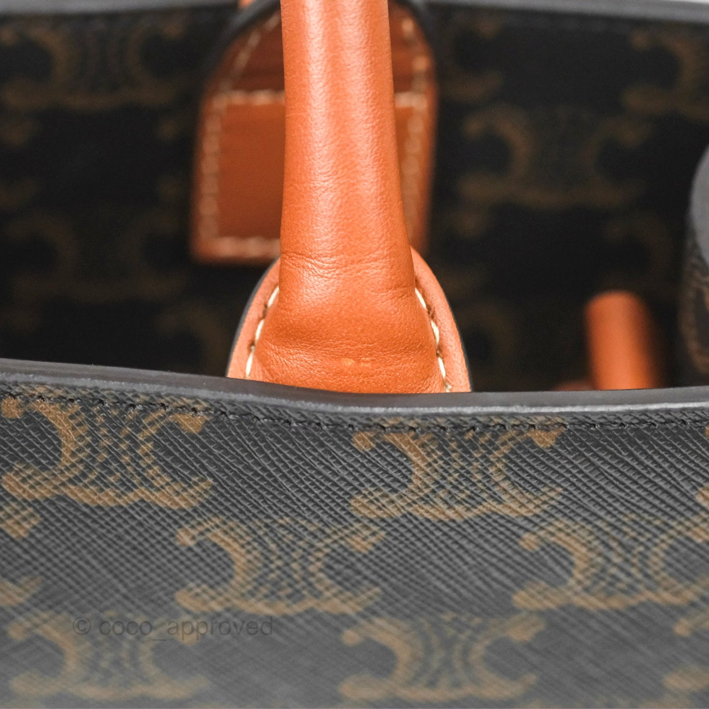 Celine Small Vertical Cabas Tote Triomphe Canvas Tan