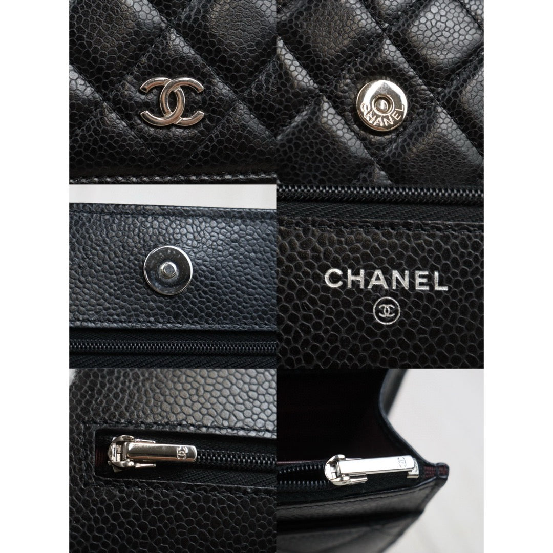 Very Good ( Rank A)｜ CHANEL Matelasse Caviar Skin Chain Wallet Black  Made in 2020-2021 Year ｜S25012702