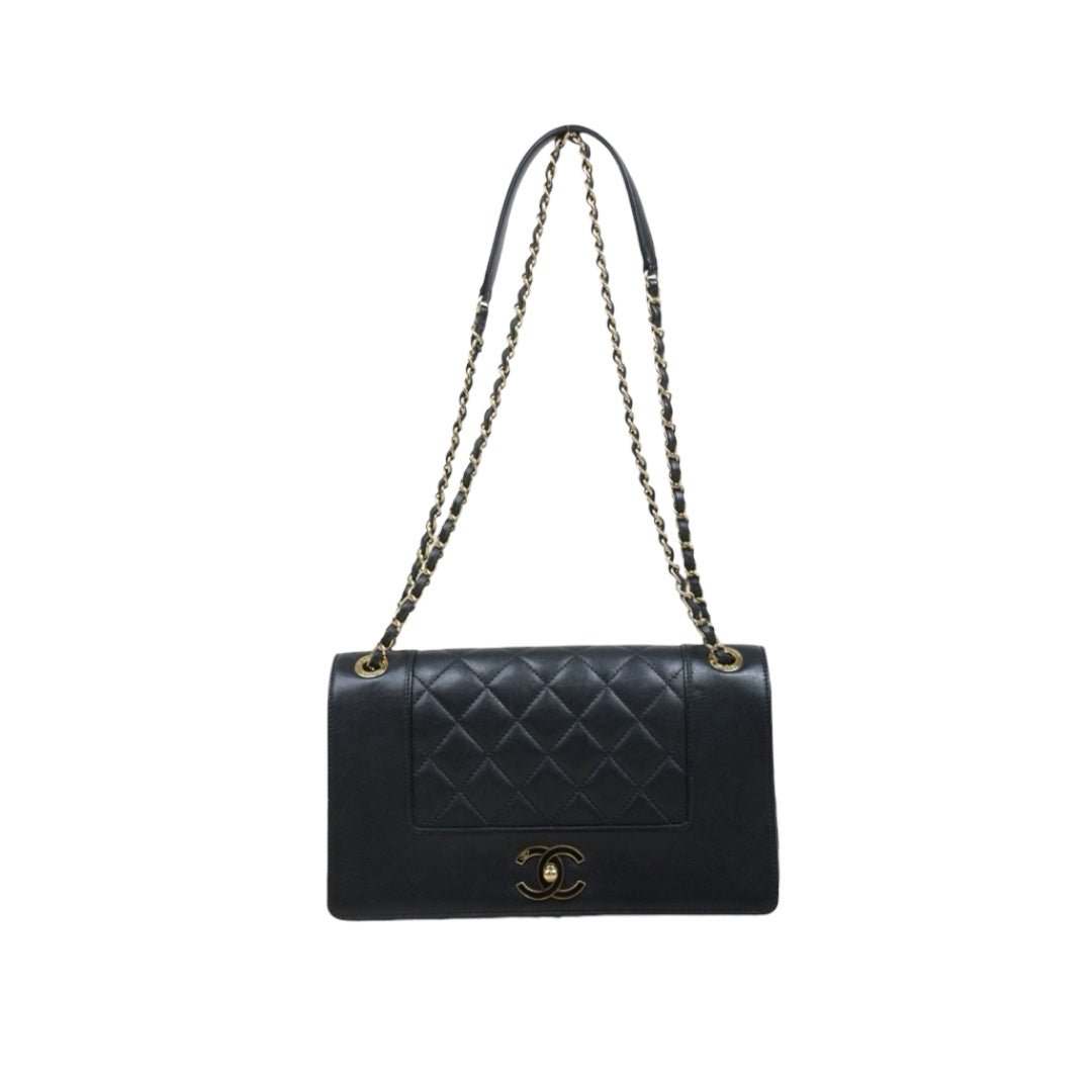 Good ( Rank AB)｜ CHANEL Matrasse Calf Leather Double  Flap Bag Black Made in 2016-2016Year｜Y25061703
