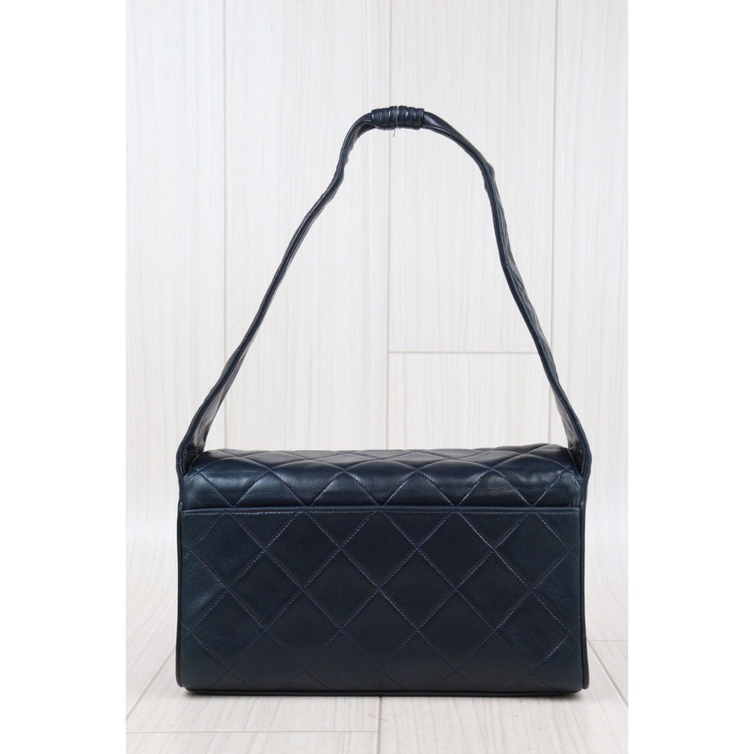 Good ( Rank AB)｜ CHANEL Matrasse Lamb Skin Shoulder Bag Navy ｜V24031225
