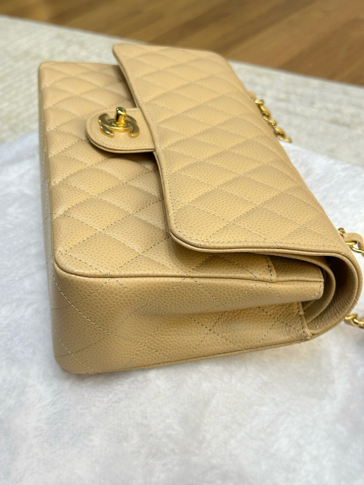 Chanel Medium Caviar Classic Double Flap Bag Beige