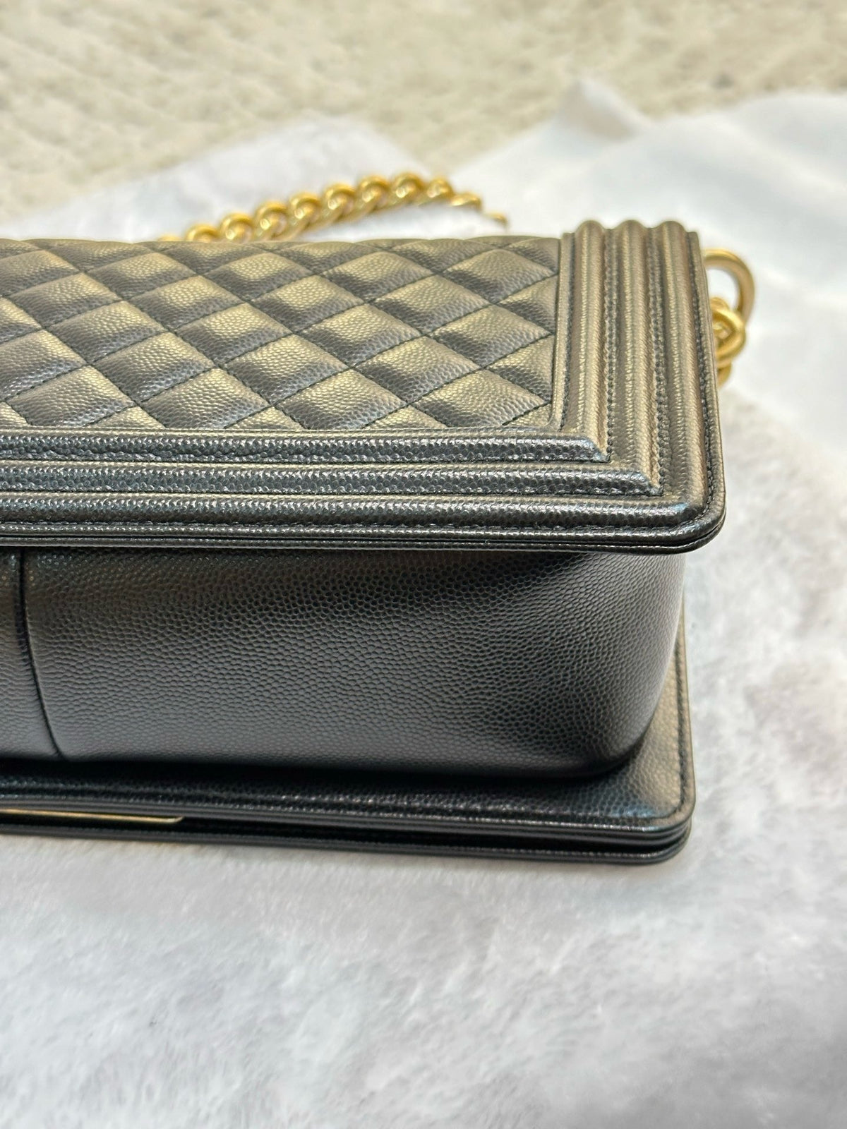 Chanel Medium Caviar Boy Bag Black GHW 27 holo card