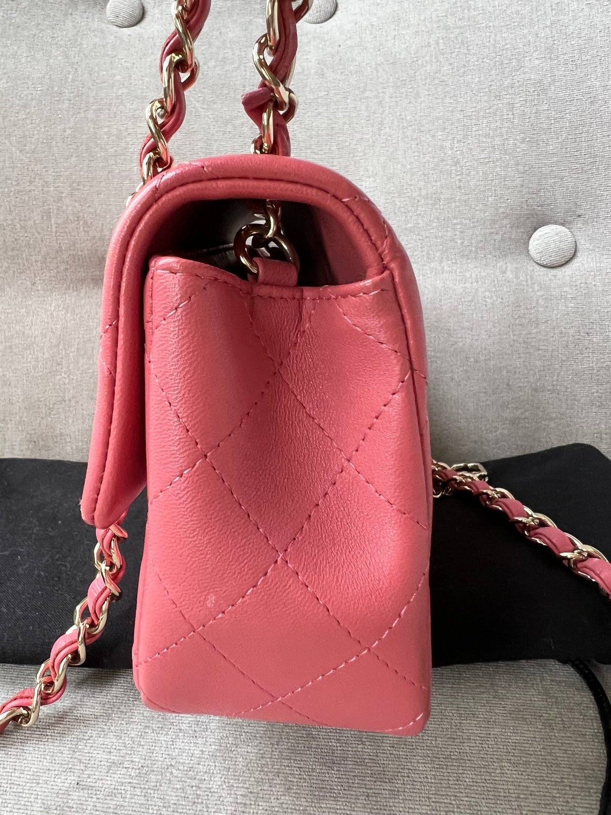 Chanel Mini Rectangular Classic Flap Valentines Day Edition in Pink Lambskin