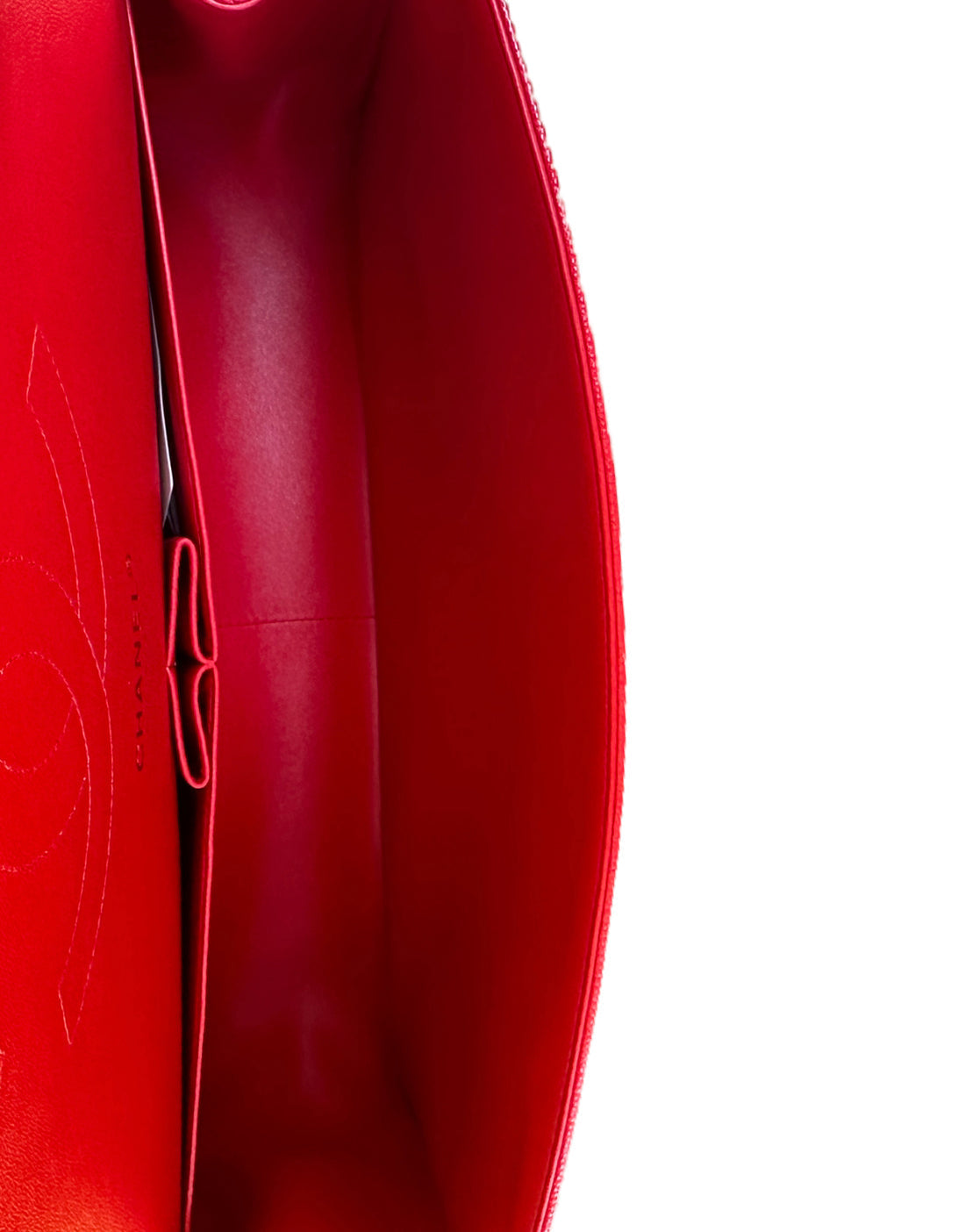 Chanel Red Caviar Leather Quilted Classic Double Flap Jumbo Bag