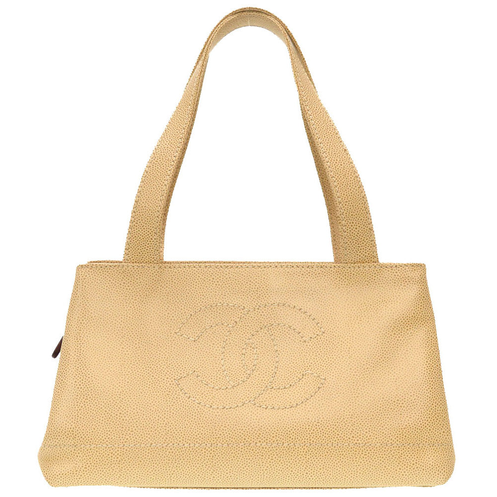 CHANEL Tote Bag Caviar skin beige COCO Mark Women Used