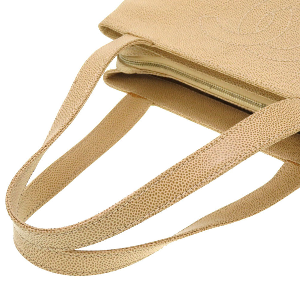 CHANEL Tote Bag Caviar skin beige COCO Mark Women Used