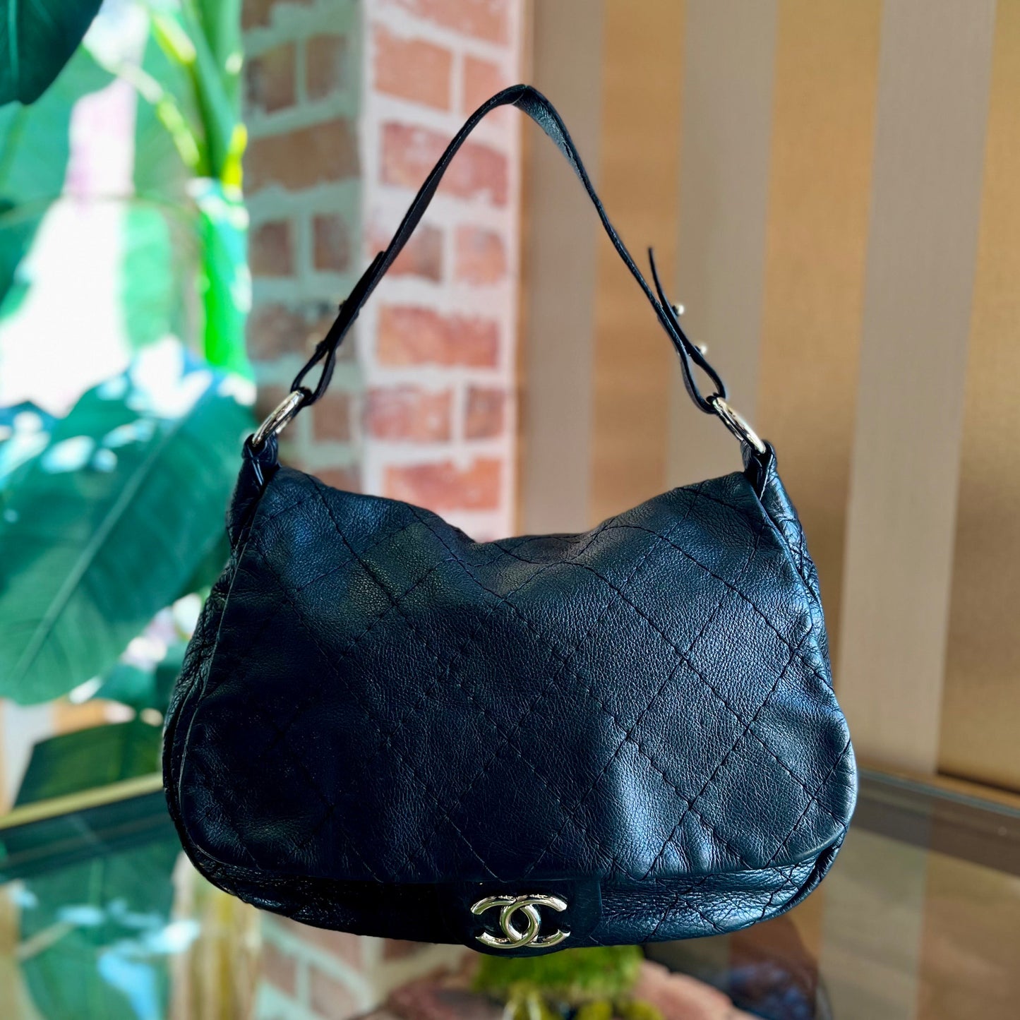 CHANEL On The Road Large Flap Black Shoulder Bag
