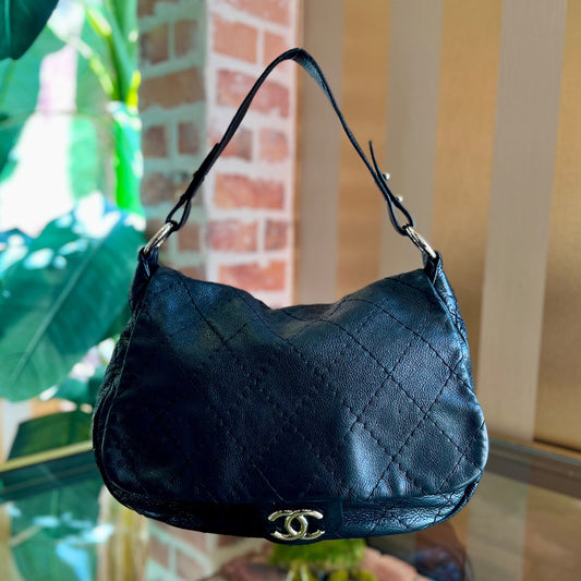 CHANEL On The Road Large Flap Black Shoulder Bag
