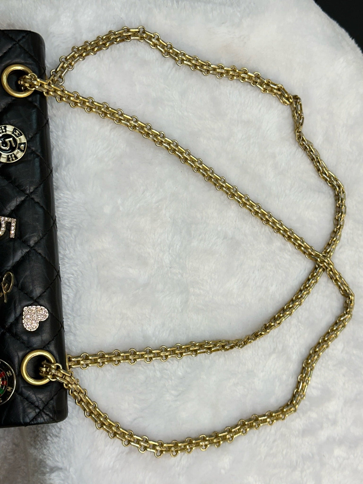 Chanel Small 2.55 Reissue Aged Calfskin Lucky Charms 225 Flap Black GHW
