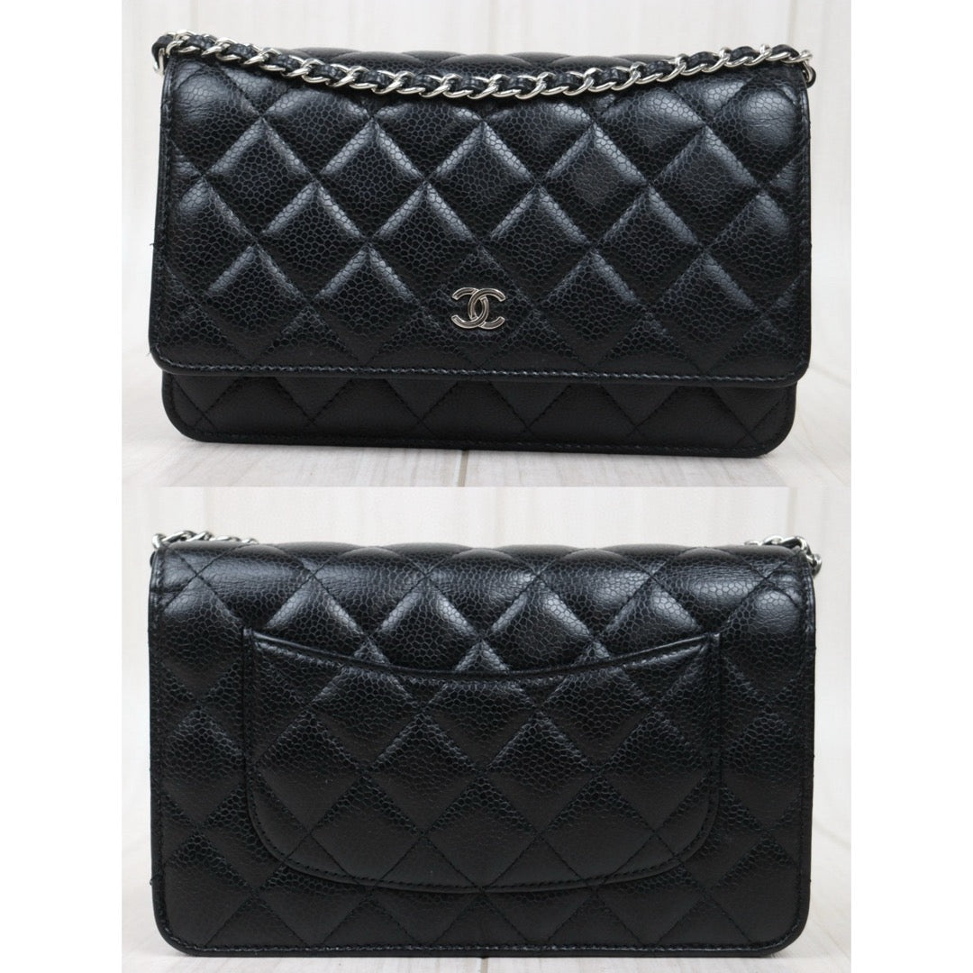 Very Good ( Rank A)｜ CHANEL Matelasse Caviar Skin Chain Wallet Black  Made in 2020-2021 Year ｜S25012702