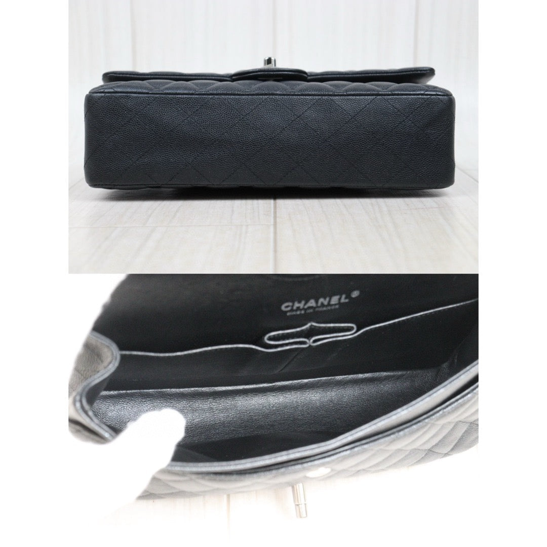 Very Good ( Rank A)｜ CHANEL Caviar Skin Matrasse Double Flap 25 Shoulder Bag Pearlescent Black Made In 2017-2018Year｜P25051607