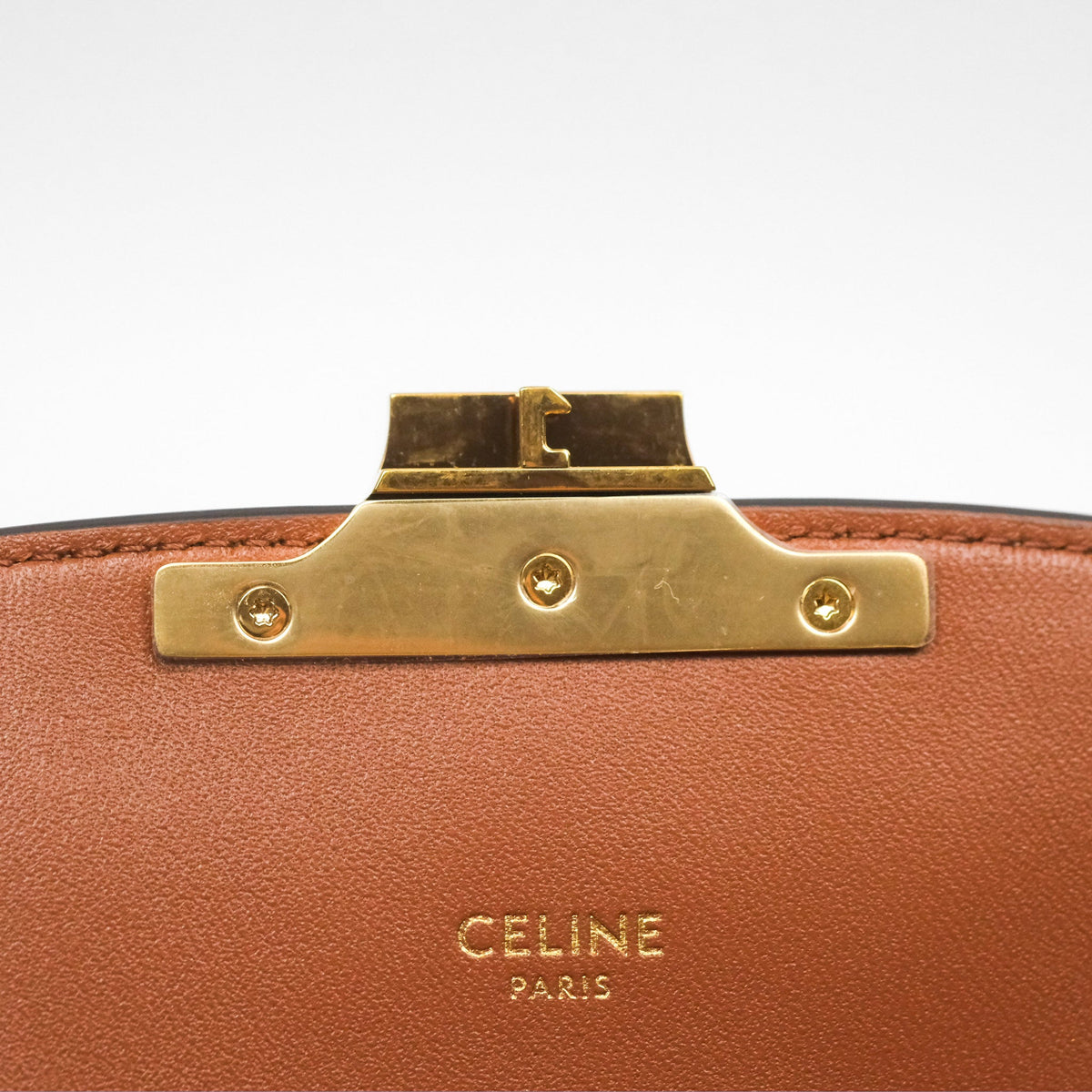 Celine Medium Triomphe Bag Triomphe Canvas Tan Calfskin