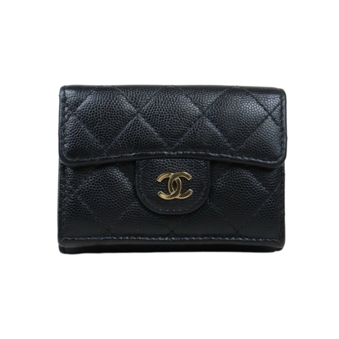 Good ( Rank AB)｜CHANEL Caviar Skin Leather Calf Leather  Wallet Black ｜24122003