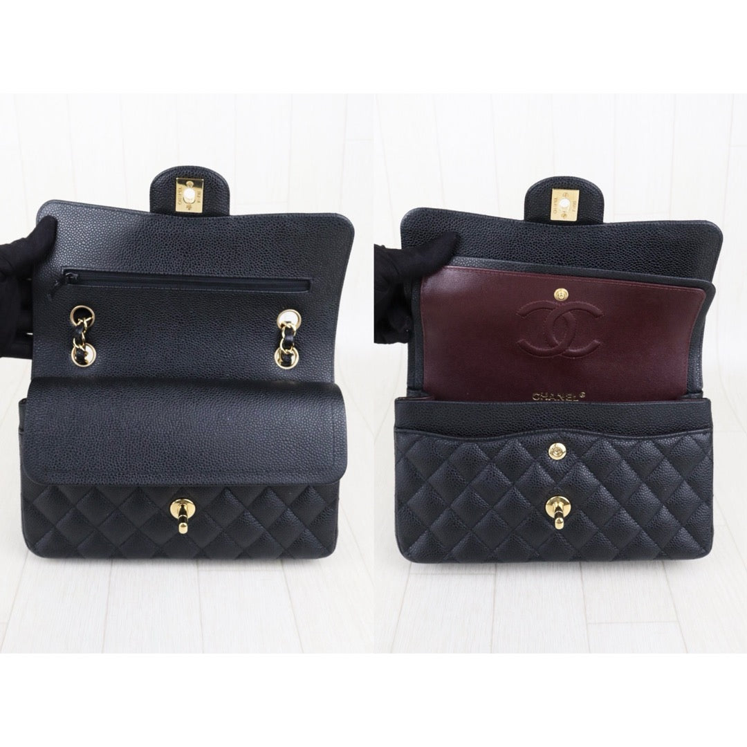 Excellent（Rank SA）｜CHANEL Caviar Skin Matrasse Double Flap 23 Shoulder Bag Black Made In 2019-2020 Year｜S25032102