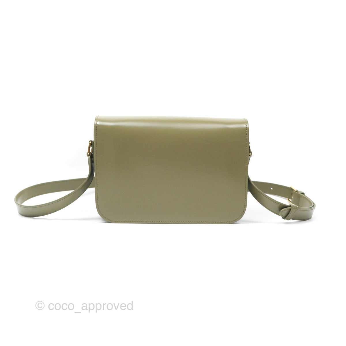 Celine Medium Triomphe Soft Khaki Shiny Calfskin