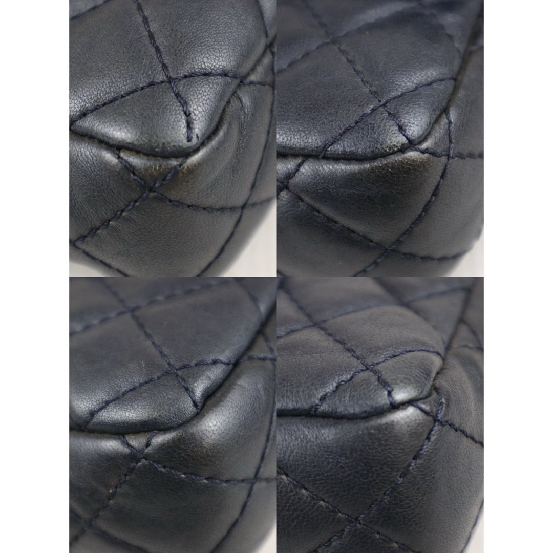 Fair ( Rank B) ｜ CHANEL Calf Leather Flap  Shoulder Bag Dark Blue Made In 2008～2009Year ｜J25060508