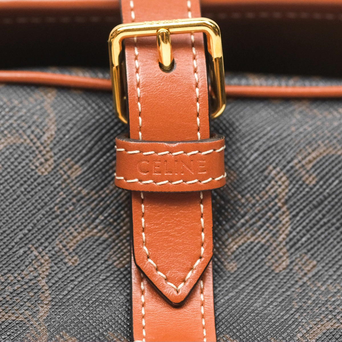 Celine Medium Folco Bag Triomphe Canvas Tan