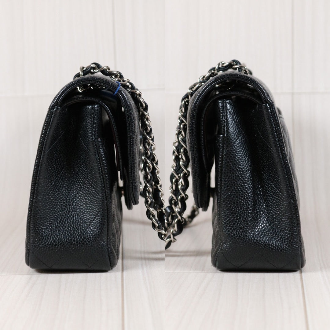 Rank SA｜ CHANEL Caviar Skin Matrasse Double Flap 25 Shoulder Bag Black Made In 2018 Year  ｜S24050601