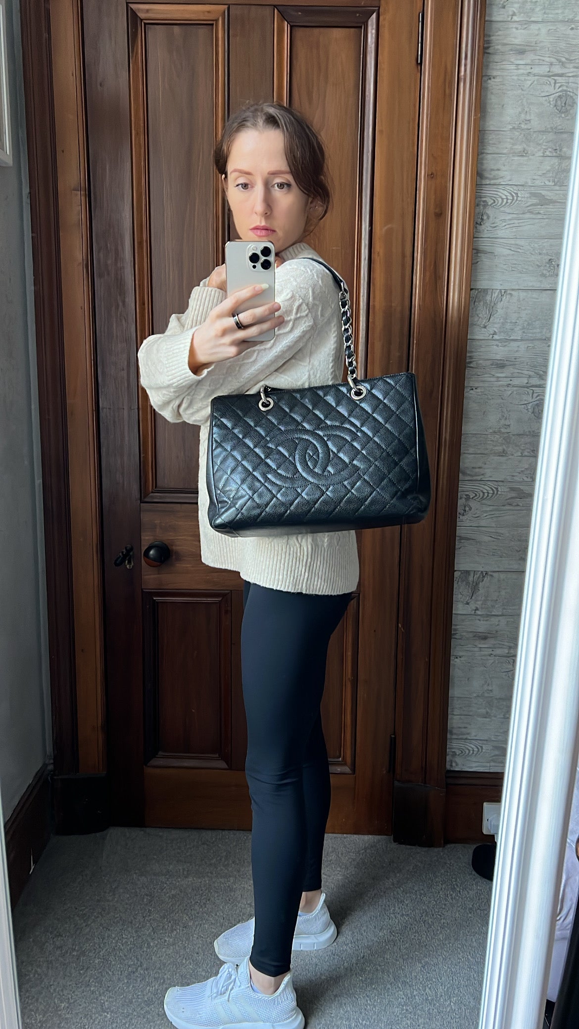 Chanel Black Caviar Grand Shopper Tote  Silver Hardware