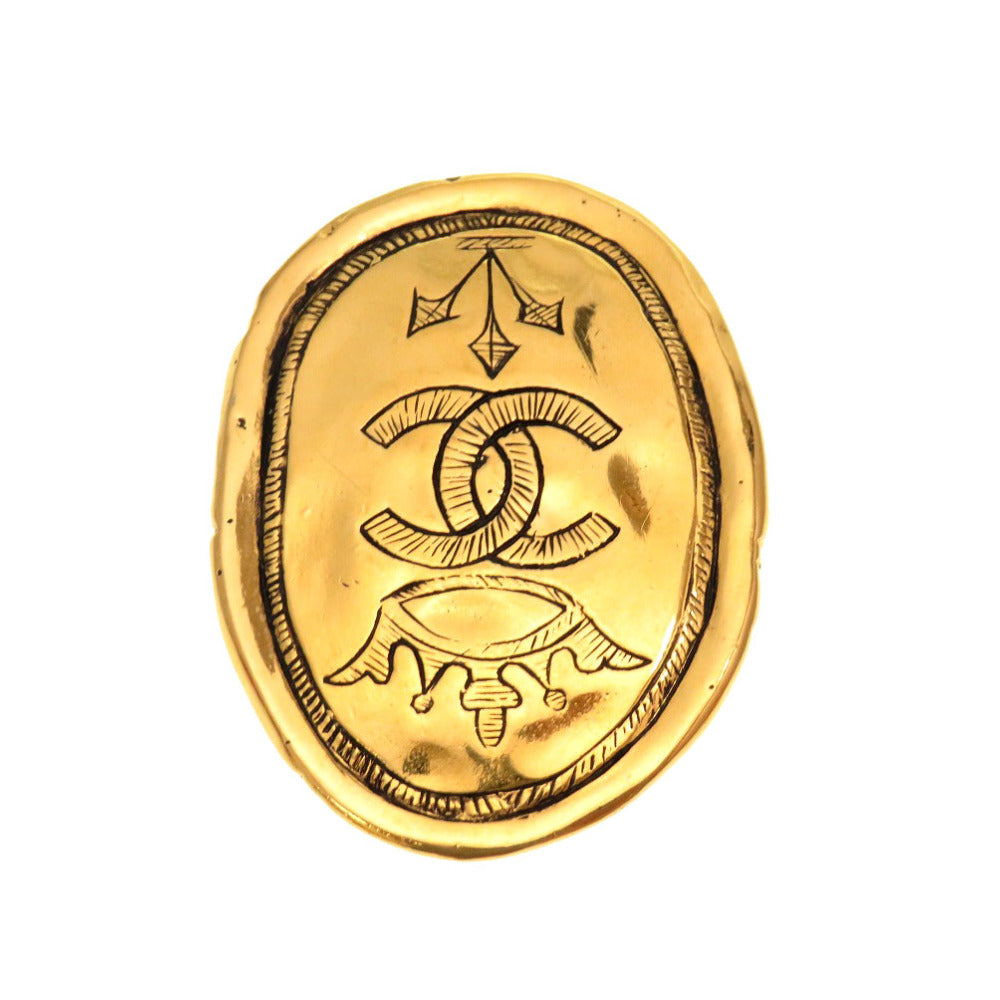 CHANEL Brooch metal gold Crown COCO Mark Vintage