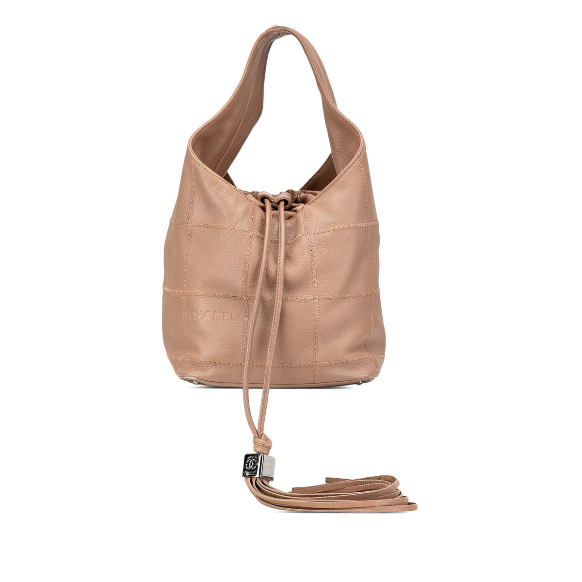 Tan Chanel Grained Calfskin Chocolate Bar Handbag