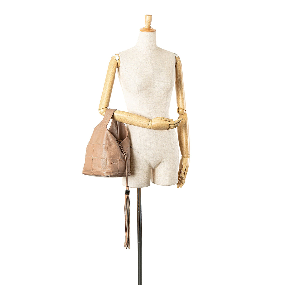 Tan Chanel Grained Calfskin Chocolate Bar Handbag