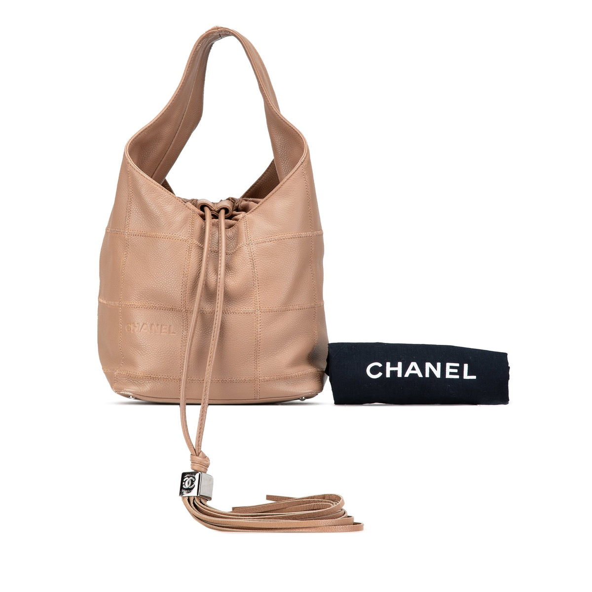 Tan Chanel Grained Calfskin Chocolate Bar Handbag