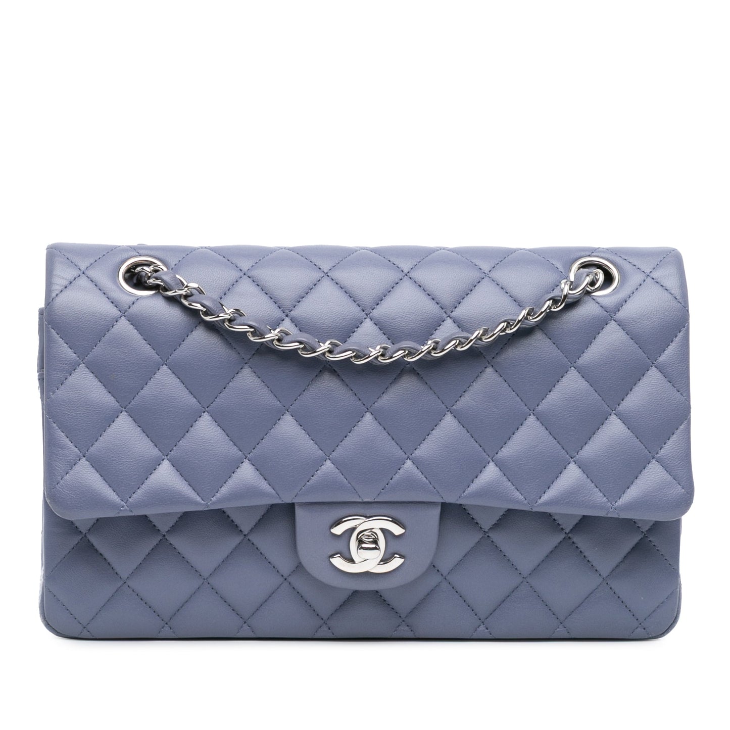Purple Chanel Medium Classic Lambskin Double Flap Shoulder Bag