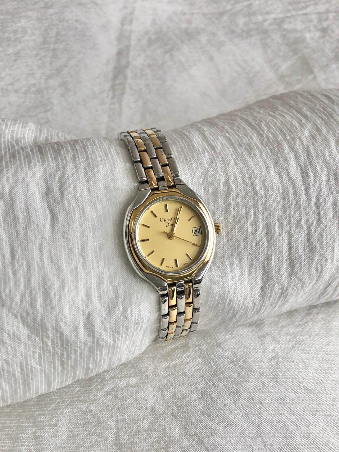 Christian Dior Quartz Watch Gold×Silver 3001 Vintage 3wb7km