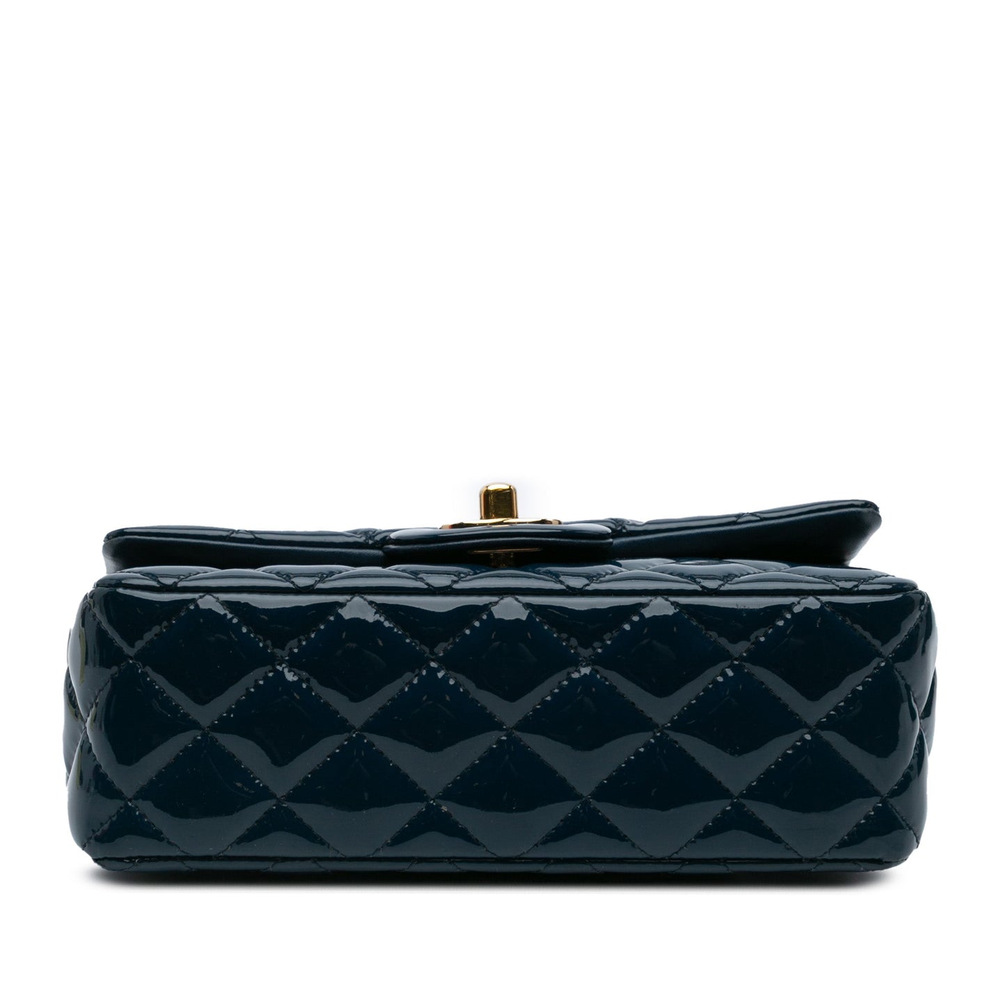 Blue Chanel Mini Rectangular Classic Patent Single Flap Crossbody Bag