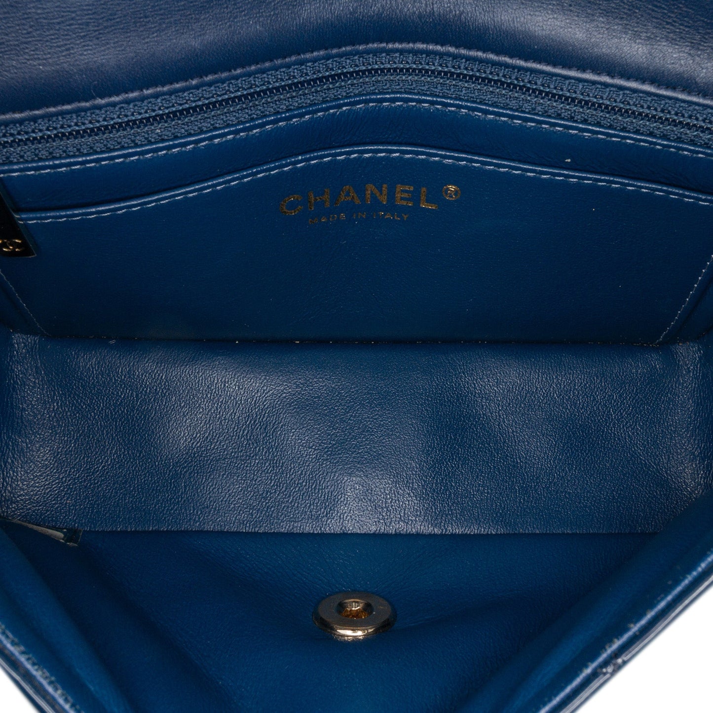 Blue Chanel Mini Rectangular Classic Patent Single Flap Crossbody Bag