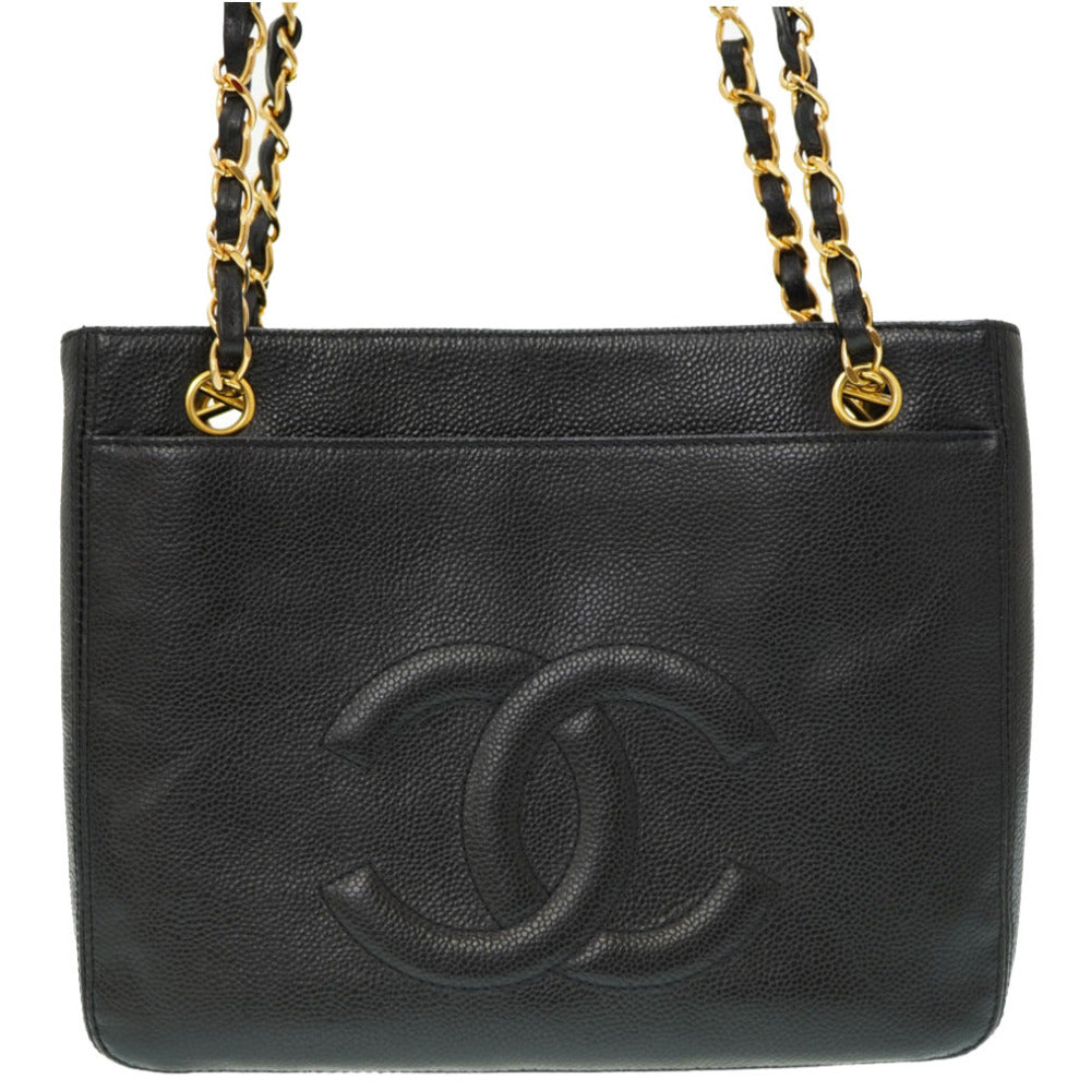 CHANEL Shoulder Bag Caviar skin black W Face Chain Shoulder Bag Women Used