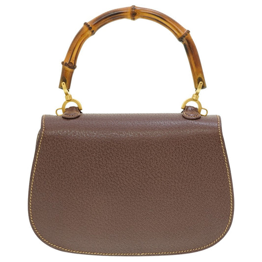 GUCCI Handbag leather Brown Bamboo Women Used