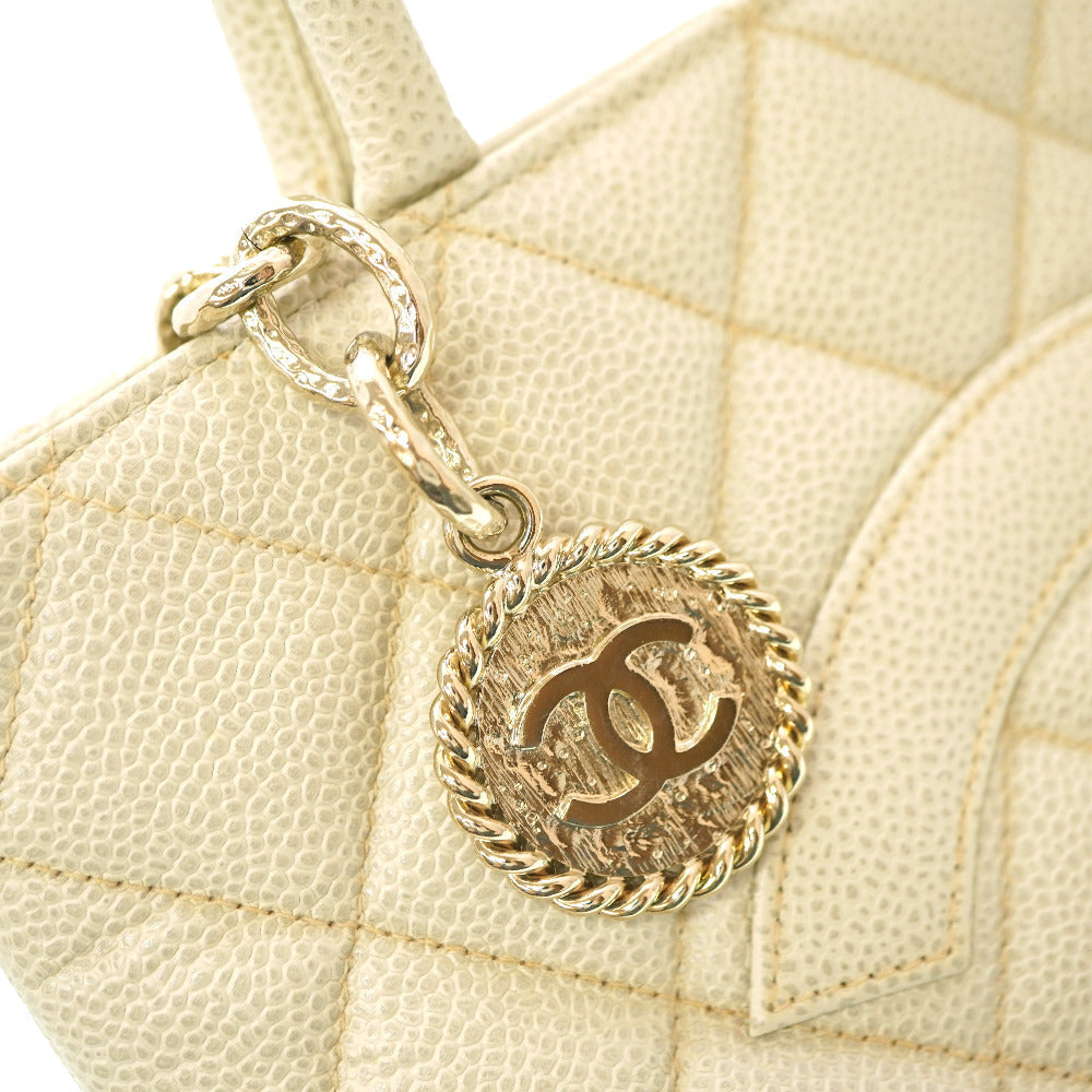 CHANEL Tote Bag Caviar skin Ivory Grey Replica Tote Women Used